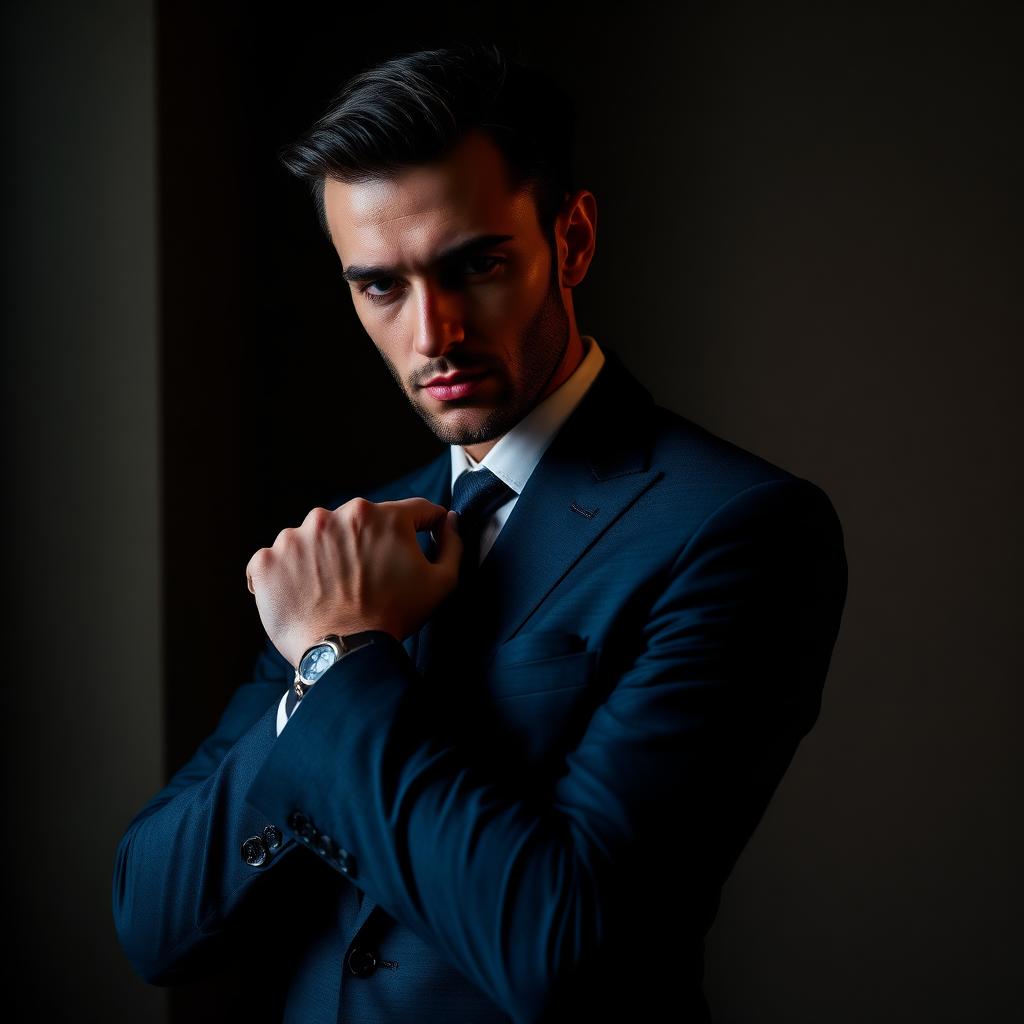 Gentleman in tailored navy suit
